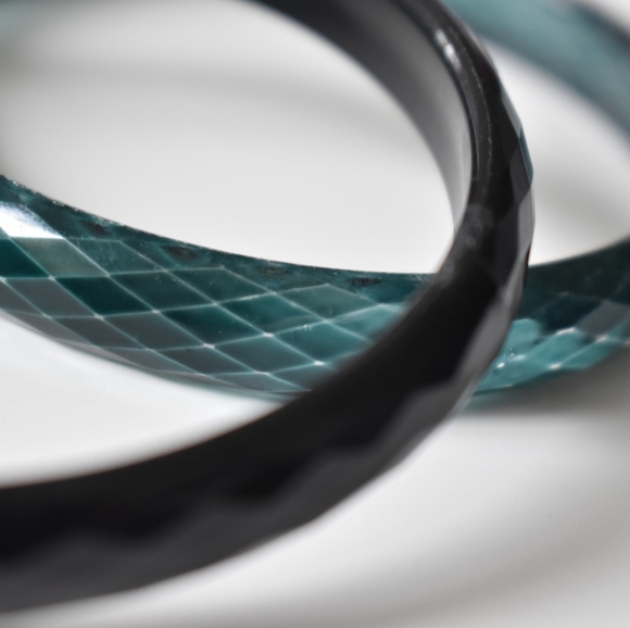 Translucent Plastic Teal and Black Matching Bangles (set of 2) - Picture 4 of 4